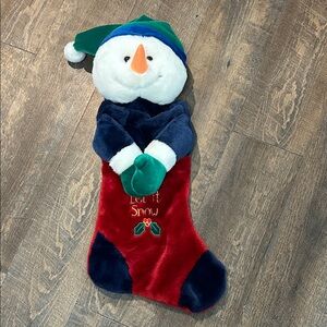 3D PRIMA CREATIONS Red Christmas‎ Stocking Plush Snowman With Hat Blue Green
